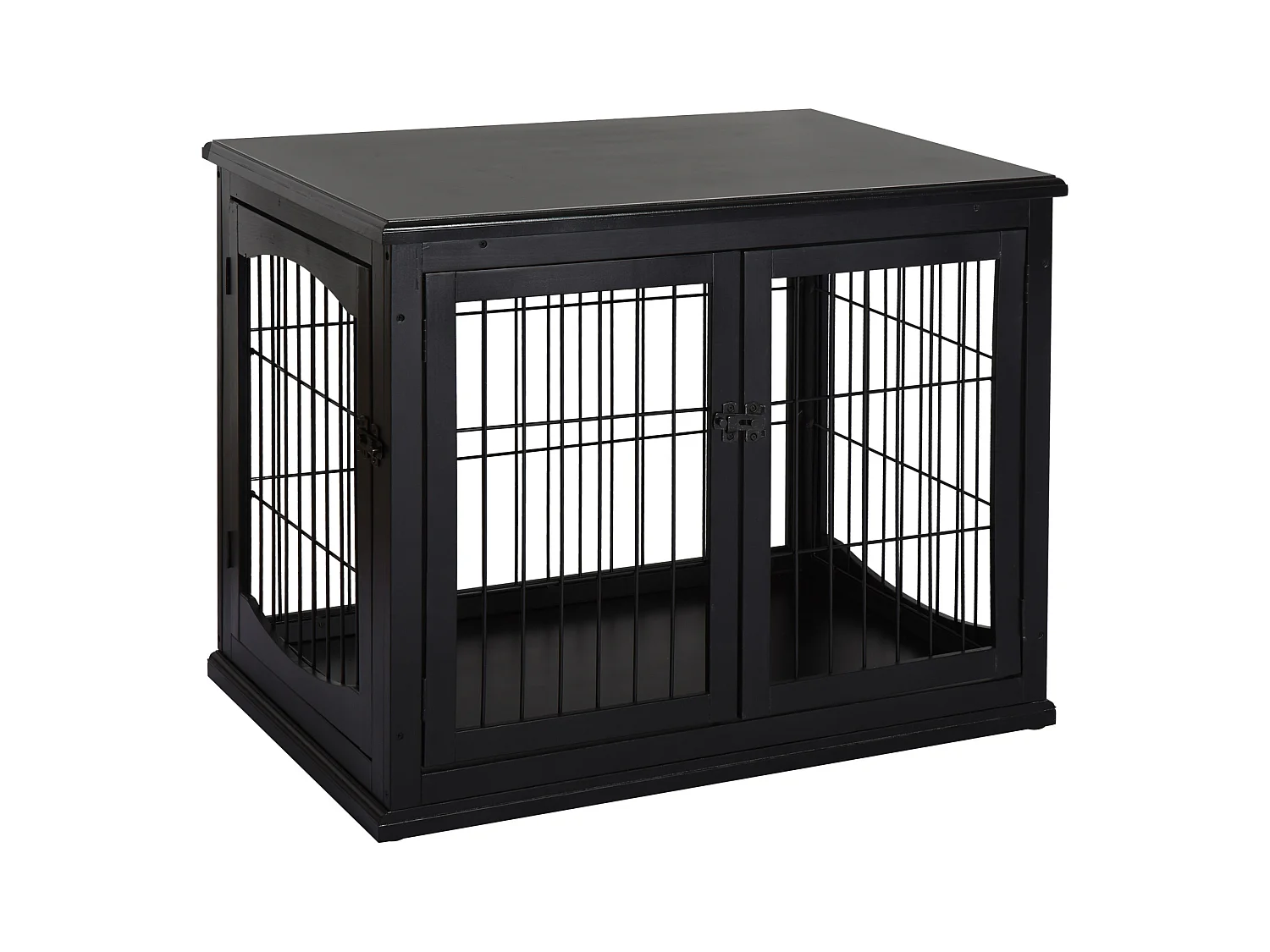Cabane pour chien avec plateau de table, design pratique, MDF et métal, noir (81x58.5x66cm)