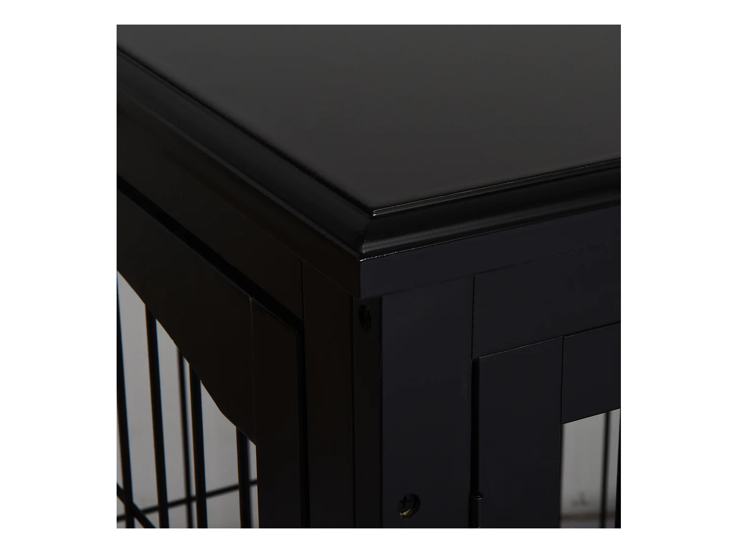 Cabane pour chien avec plateau de table, design pratique, MDF et métal, noir (81x58.5x66cm)