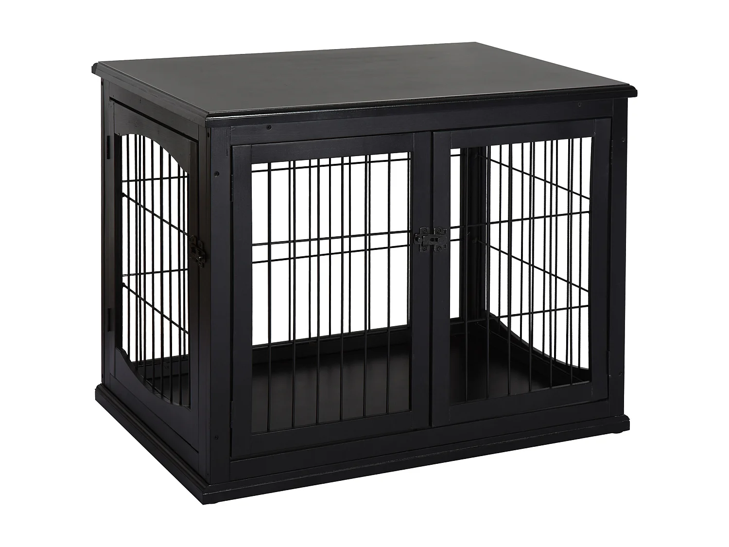 Cabane pour chien avec plateau de table, design pratique, MDF et métal, noir (81x58.5x66cm)