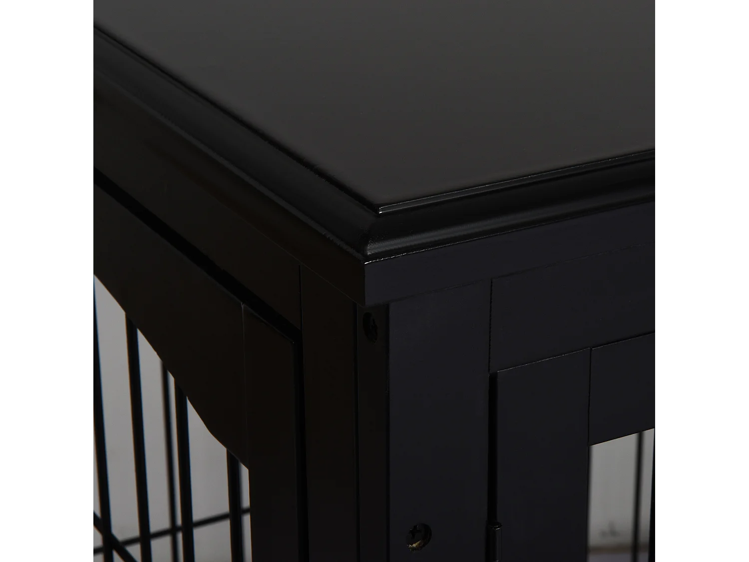 Cabane pour chien avec plateau de table, design pratique, MDF et métal, noir (81x58.5x66cm)