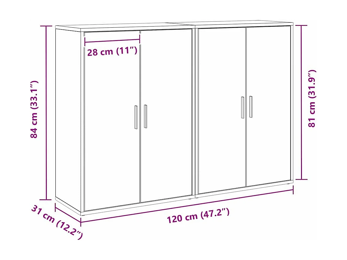 Credenza in legno antico 60 x 31 x 84 cm Legno ingegnerizzato