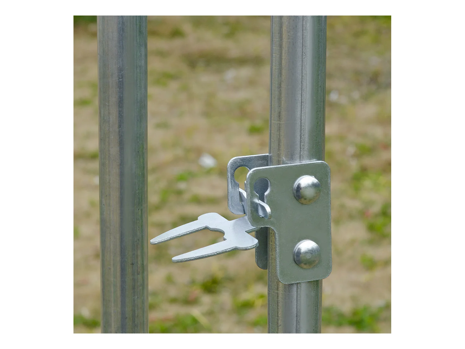 Volière extérieure pour poules et petits animaux, structure en acier galvanisé, toit résistant aux UV, couleur argent (280x380x197cm)