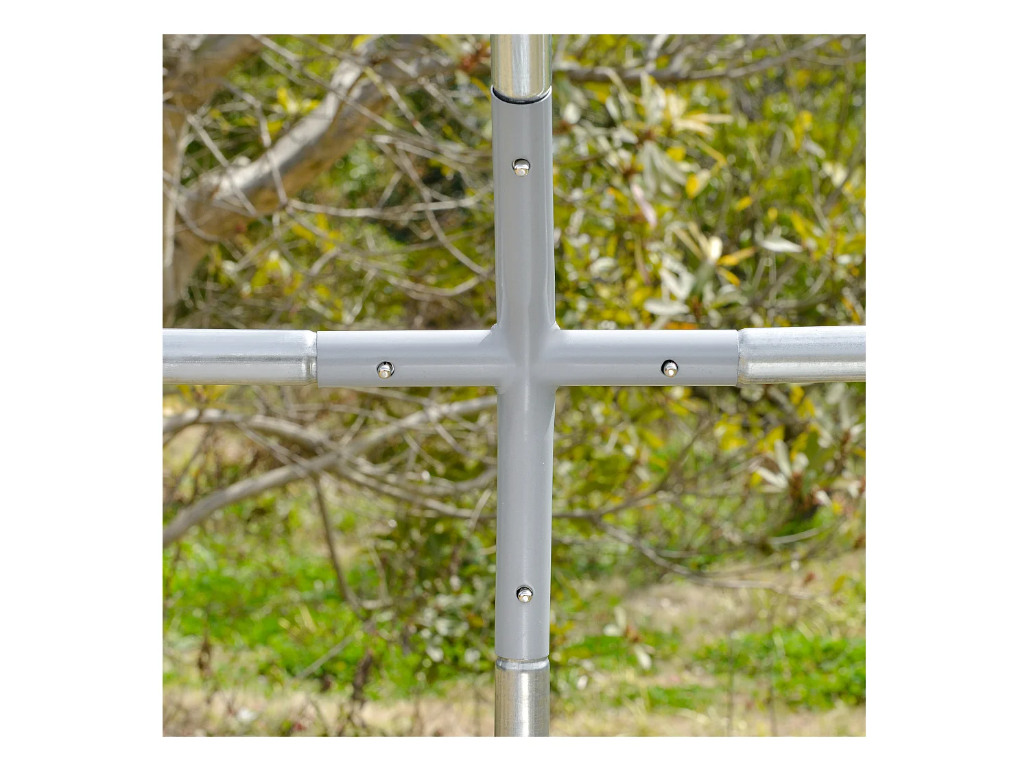 Volière extérieure pour poules et petits animaux, structure en acier galvanisé, toit résistant aux UV, couleur argent (280x380x197cm)