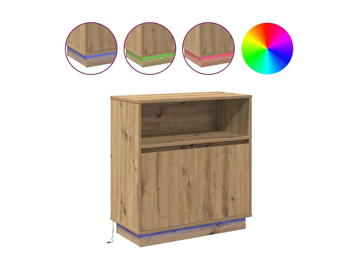 Buffet avec LED Chêne Artisan 71x34,5x75 cm Bois d'ingénierie