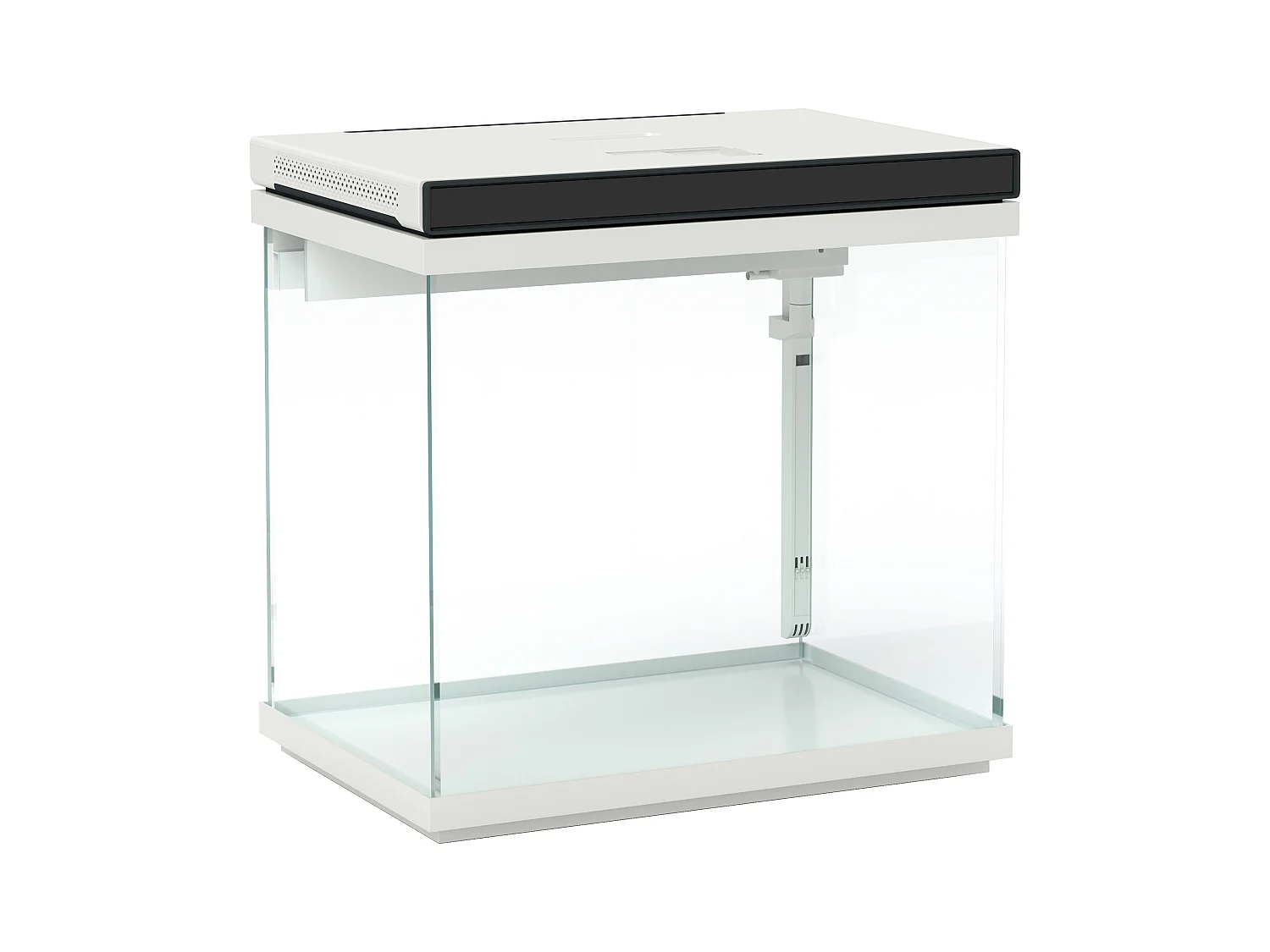 Aquarium complet 26L avec filtre, éclairage LED et pompe à eau, verre, blanc (38x26x37.6cm)