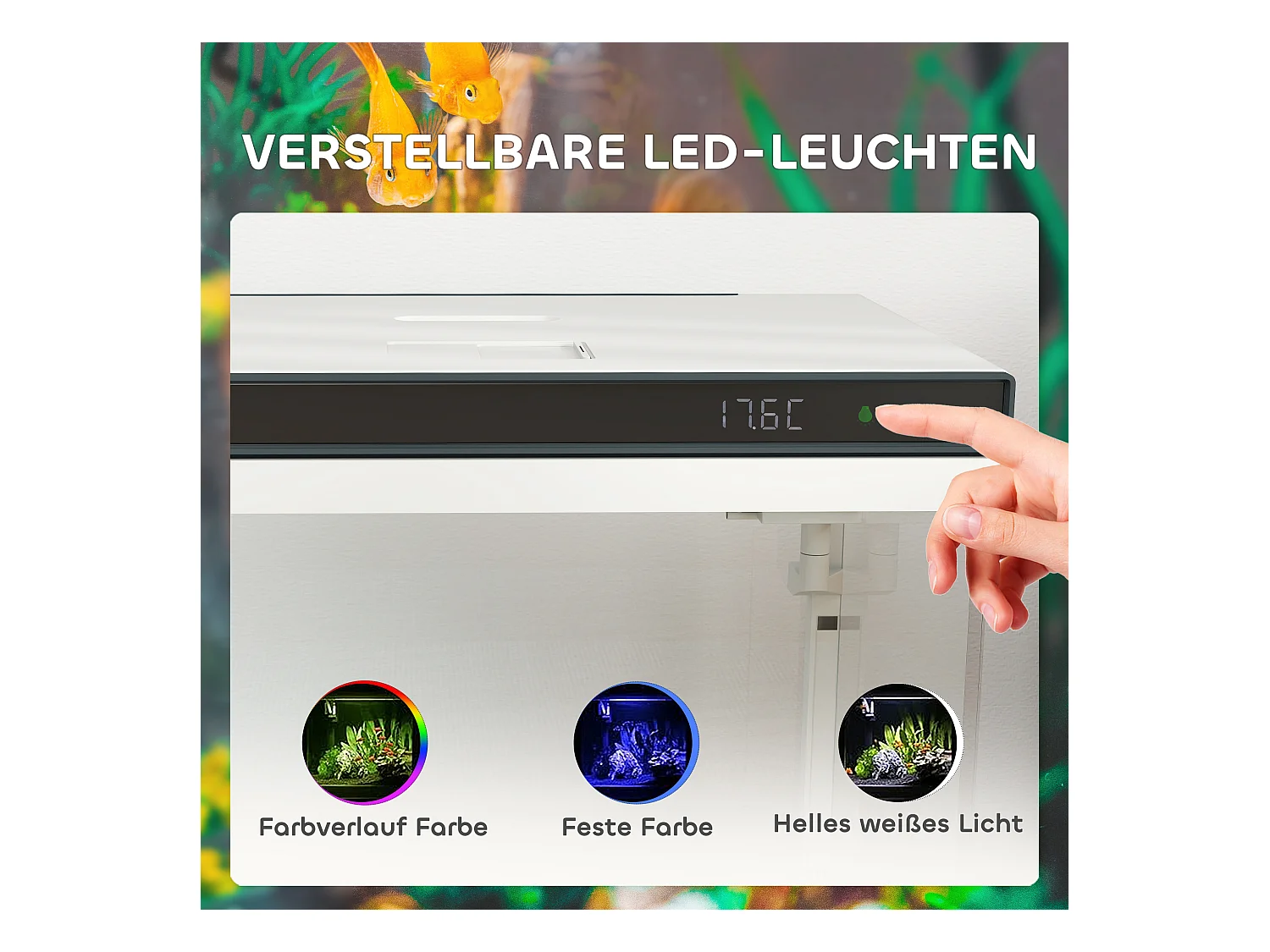 Aquarium complet 26L avec filtre, éclairage LED et pompe à eau, verre, blanc (38x26x37.6cm)