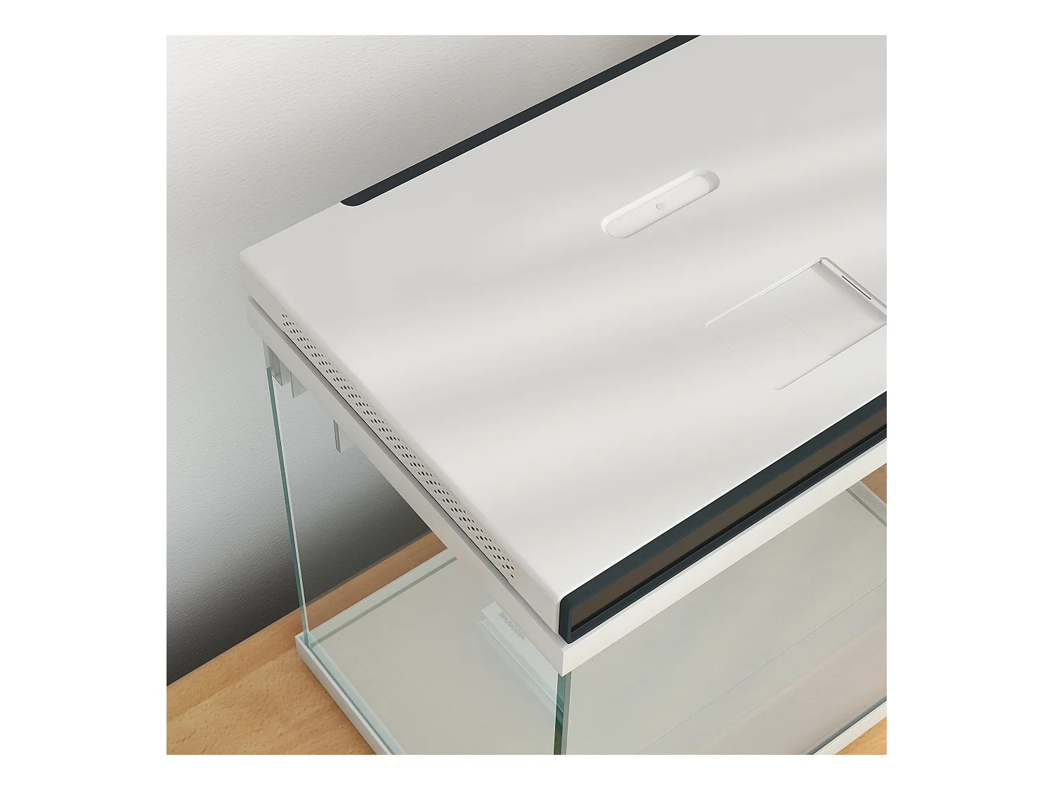 Aquarium complet 26L avec filtre, éclairage LED et pompe à eau, verre, blanc (38x26x37.6cm)