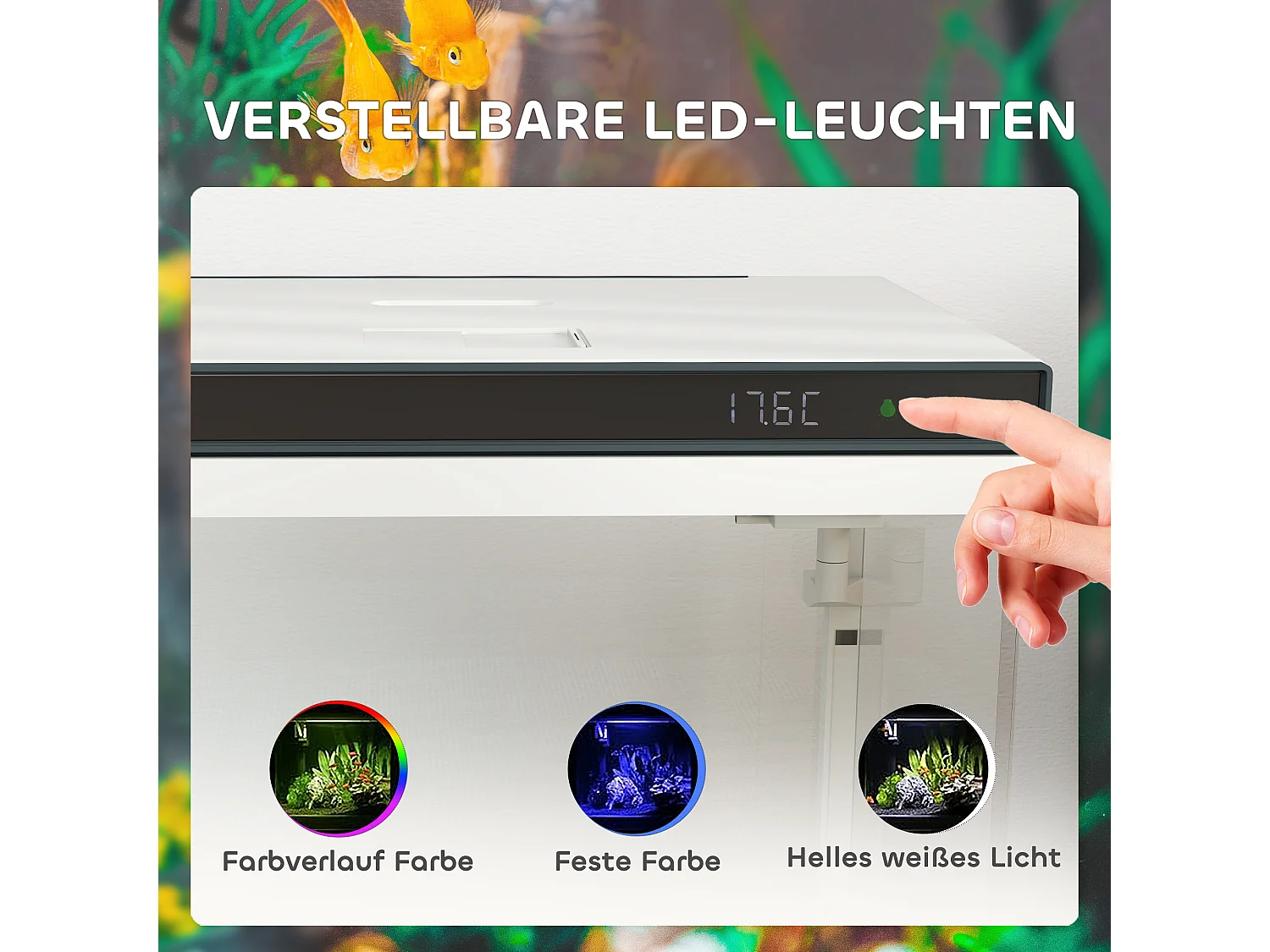 Aquarium complet 26L avec filtre, éclairage LED et pompe à eau, verre, blanc (38x26x37.6cm)