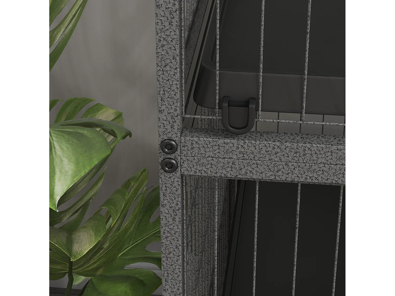 Gabbia multifunzionale per roditori, 4 piattaforme, 3 rampe, acciaio, grigio (80x52x128 cm)