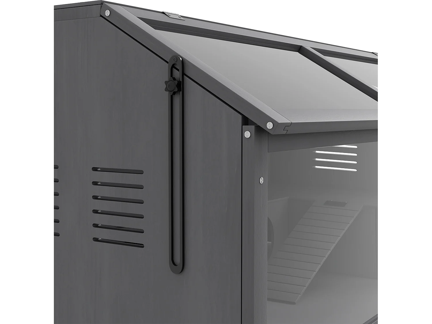 Cage pour hamster en bois, design spacieux avec pont suspendu et échelle, toit ouvrant, gris foncé (100x52x50 cm)