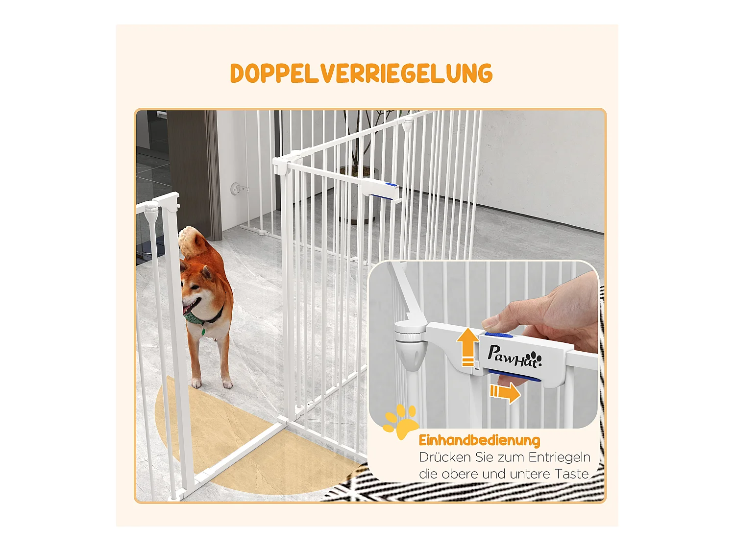 Enclos pliable pour chiots, 8 panneaux modulables, plastique, blanc avec système de verrouillage (154x154x90cm)