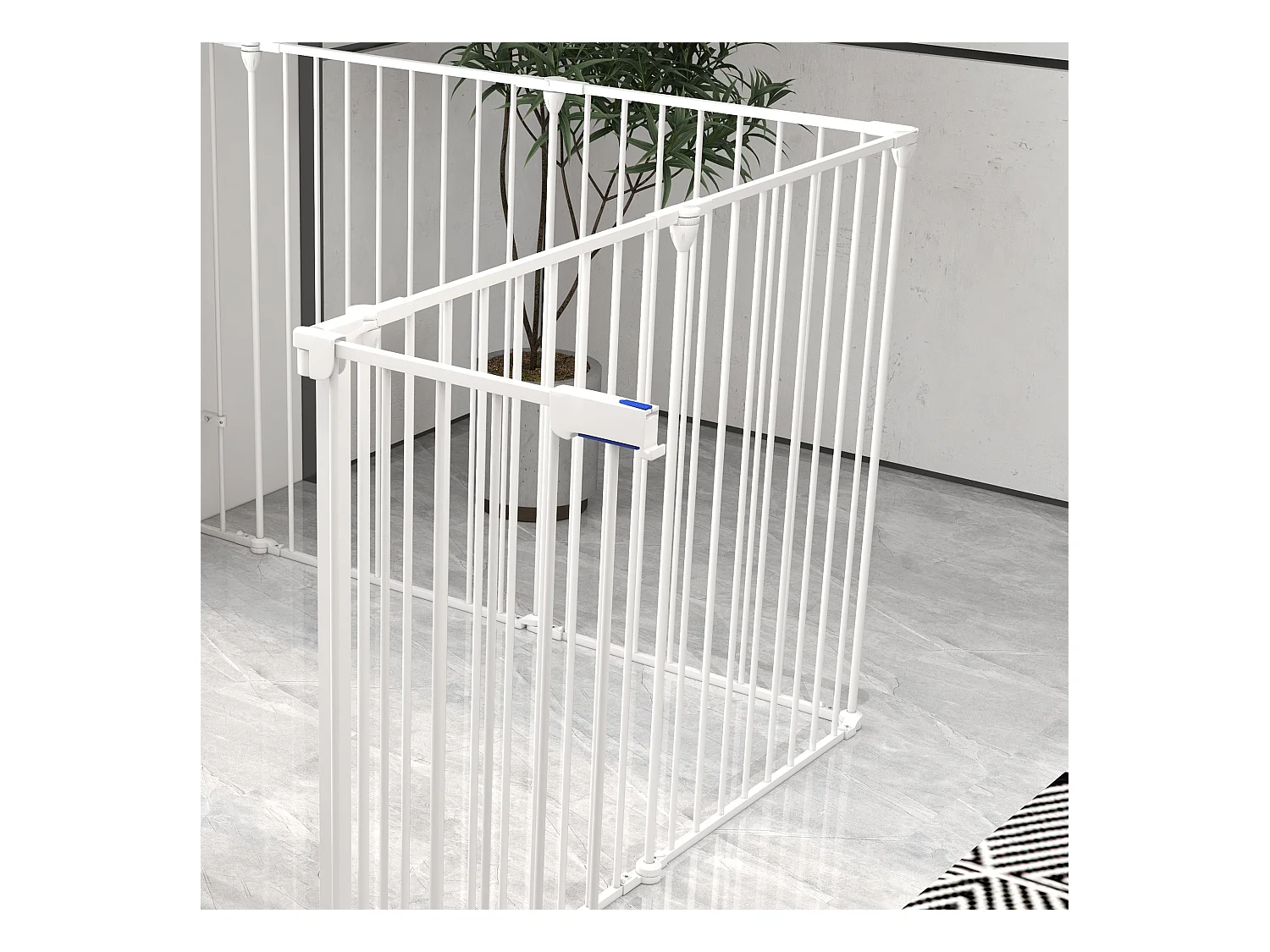 Enclos pliable pour chiots, 8 panneaux modulables, plastique, blanc avec système de verrouillage (154x154x90cm)