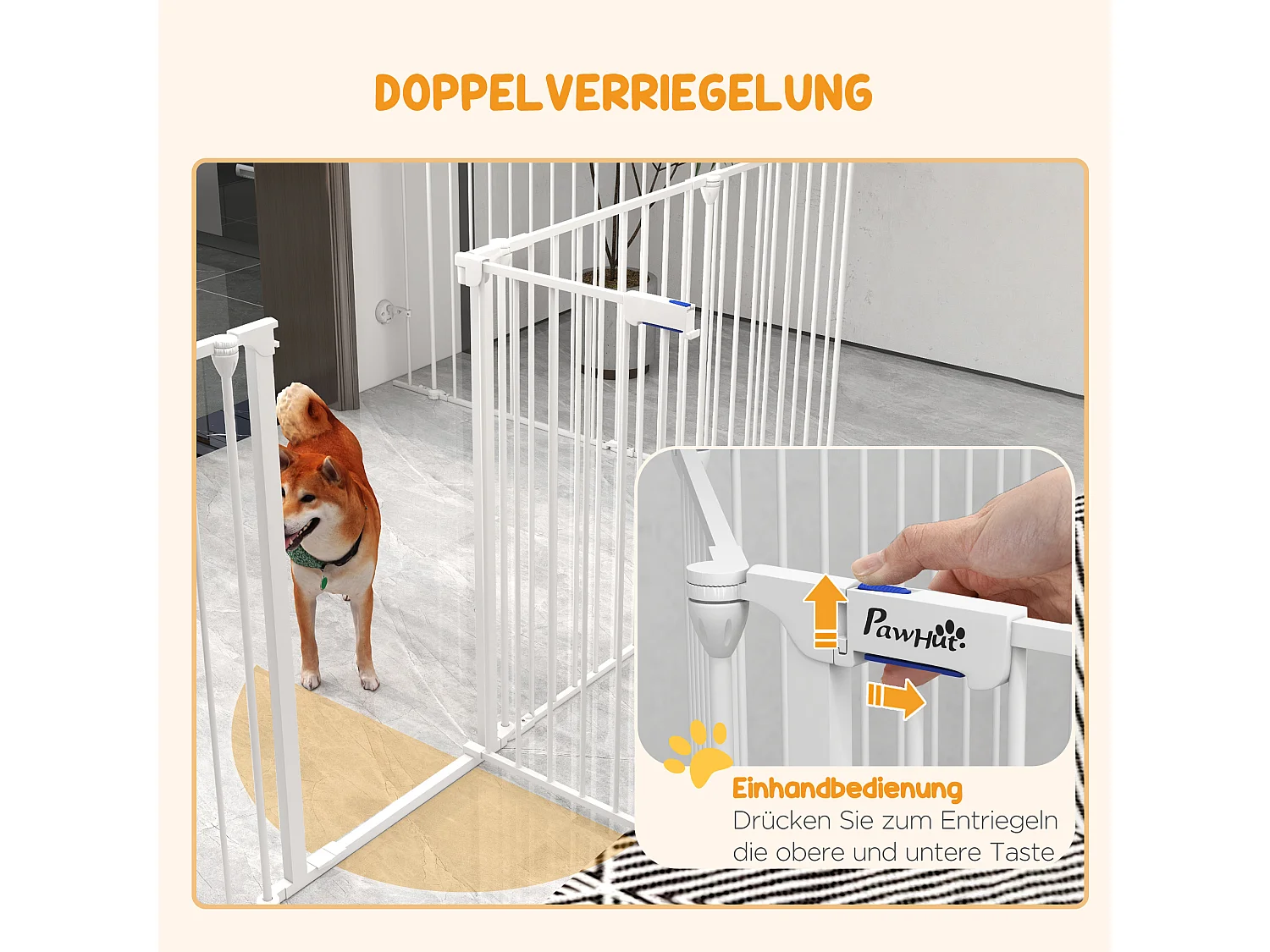 Enclos pliable pour chiots, 8 panneaux modulables, plastique, blanc avec système de verrouillage (154x154x90cm)