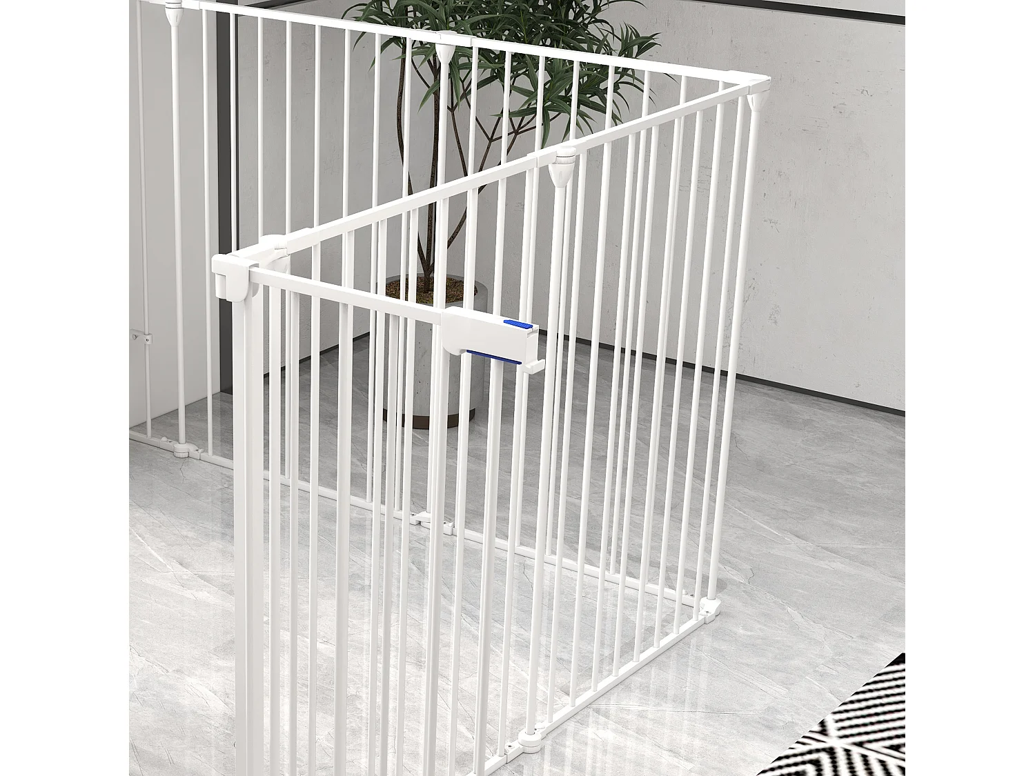 Enclos pliable pour chiots, 8 panneaux modulables, plastique, blanc avec système de verrouillage (154x154x90cm)