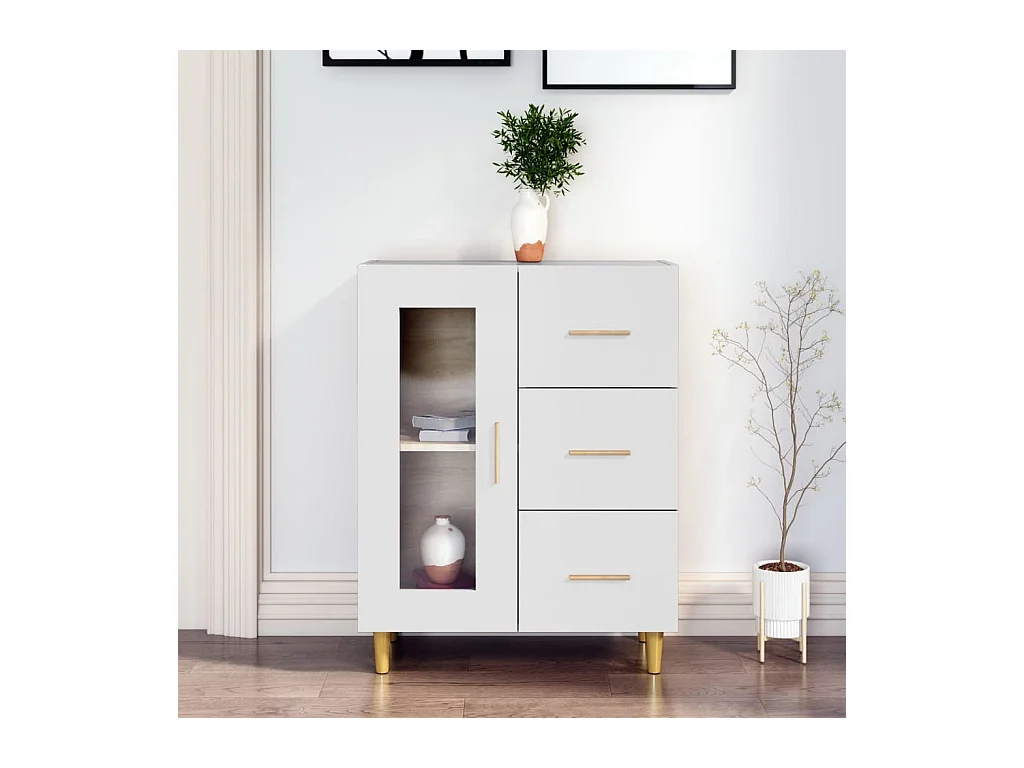 Buffet blanc 69,5x34x90 cm bois d'ingénierie