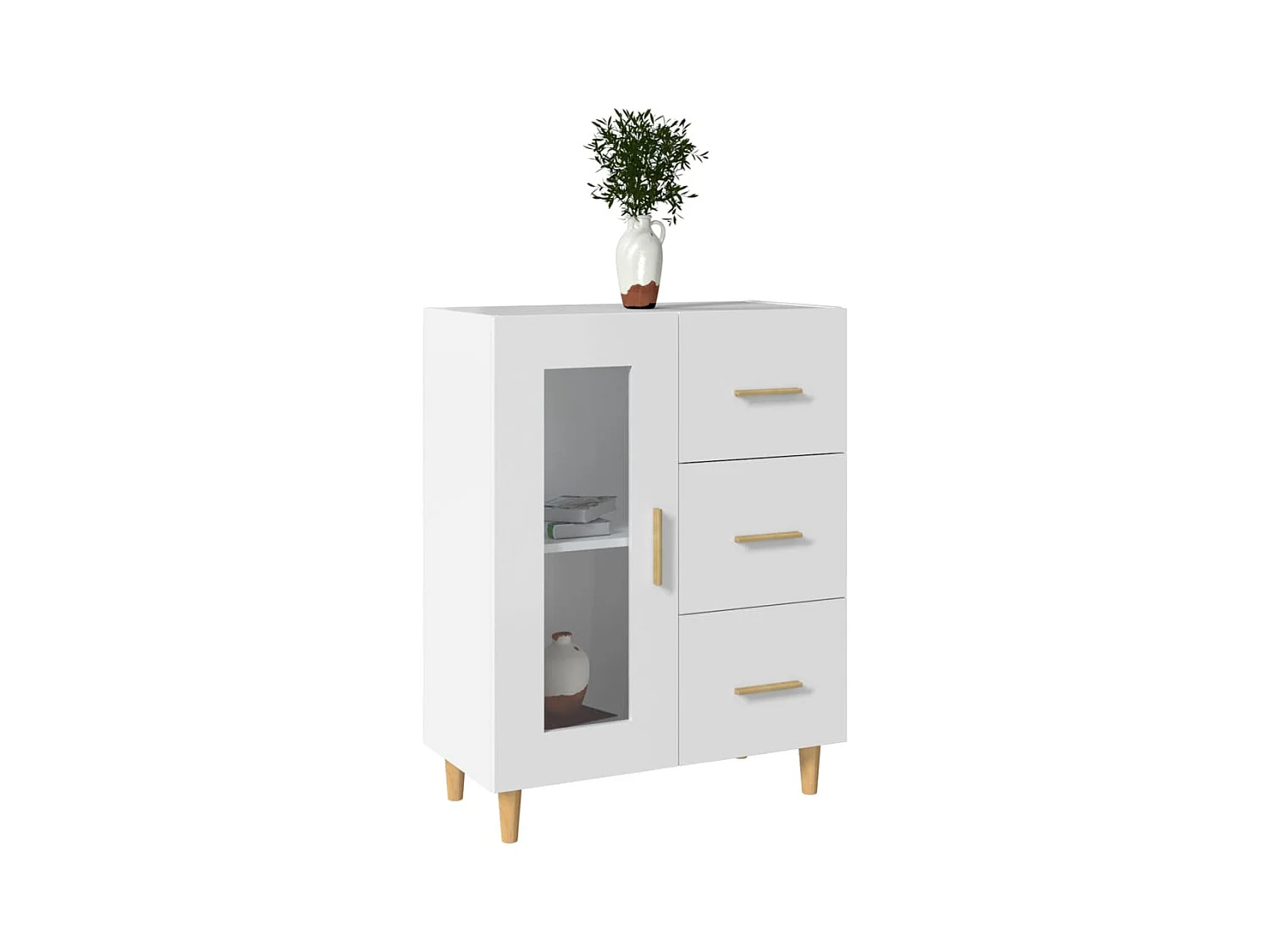 Buffet blanc 69,5x34x90 cm bois d'ingénierie