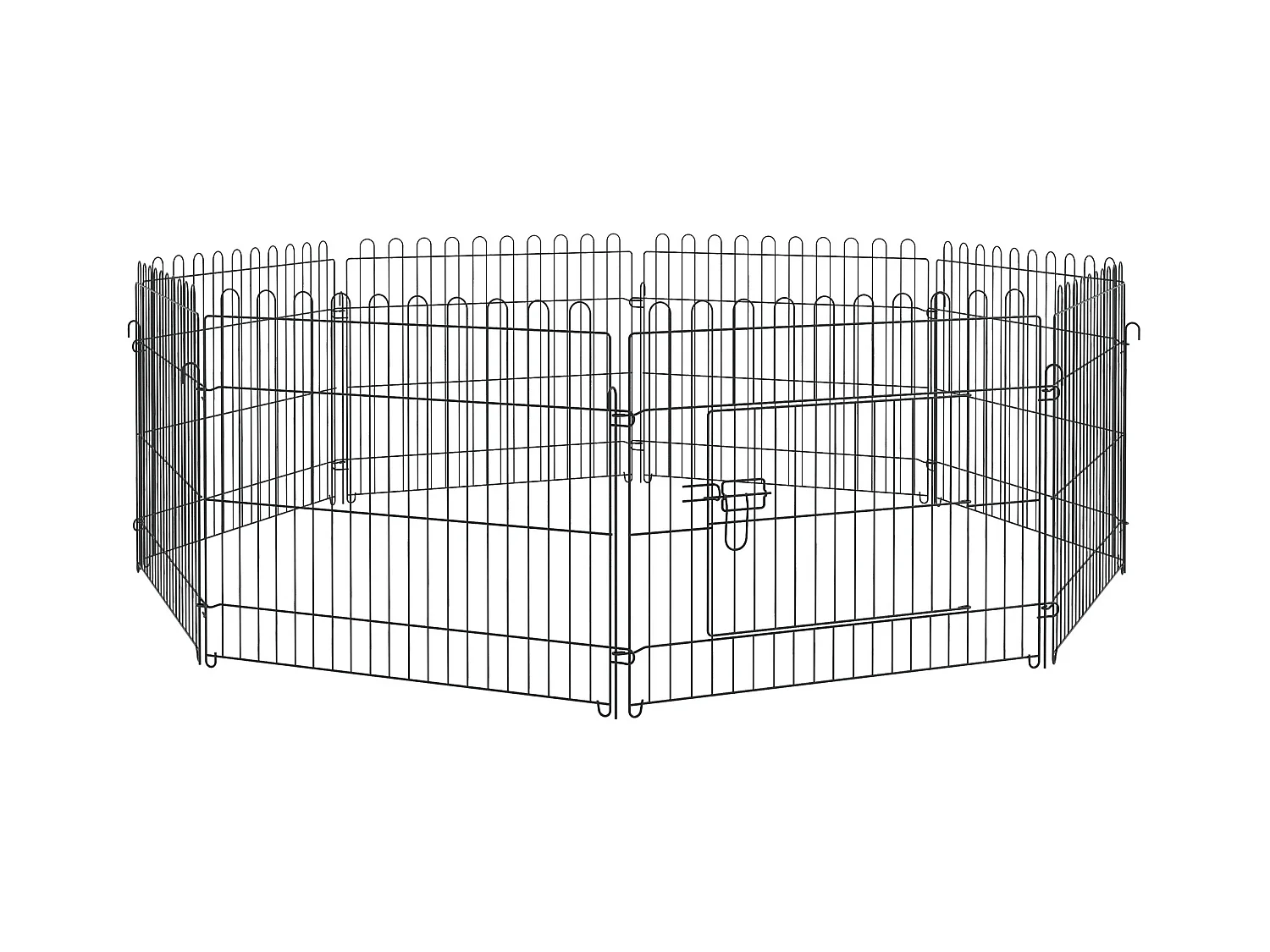 Enclos pour chiots flexible, métal robuste, noir avec porte verrouillable (180x180x61cm)