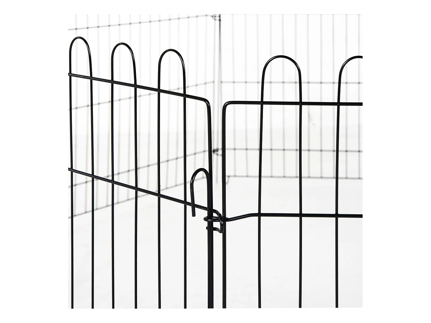 Enclos pour chiots flexible, métal robuste, noir avec porte verrouillable (180x180x61cm)