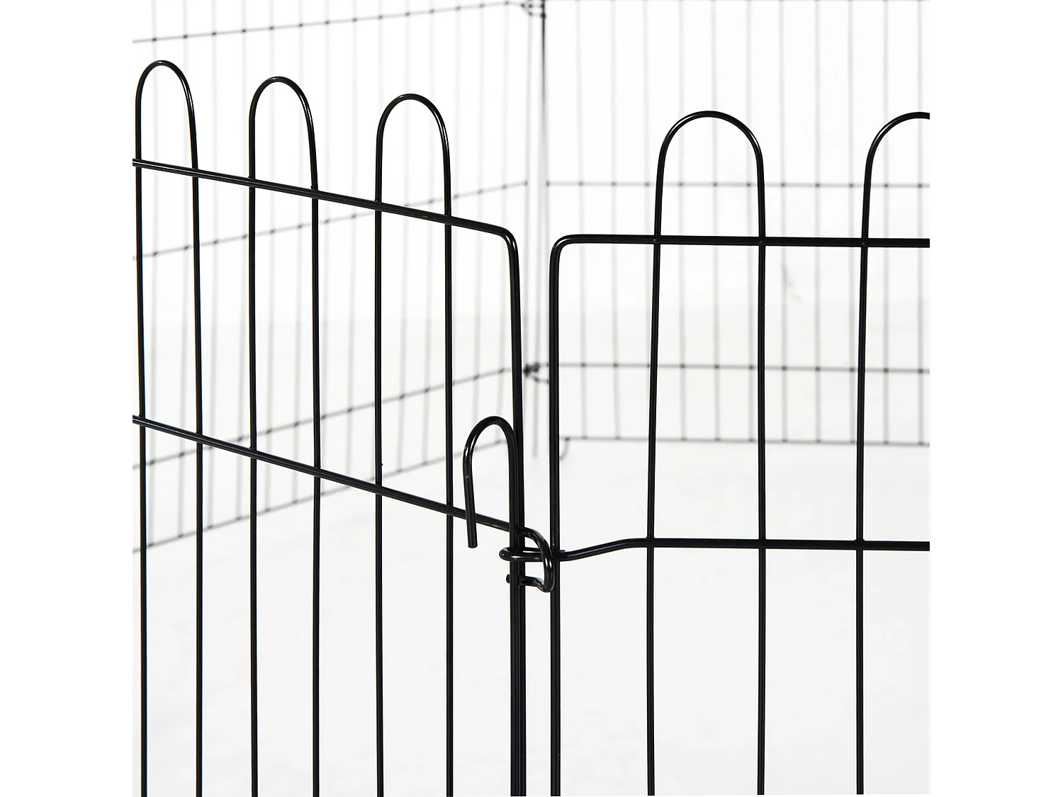 Enclos pour chiots flexible, métal robuste, noir avec porte verrouillable (180x180x61cm)