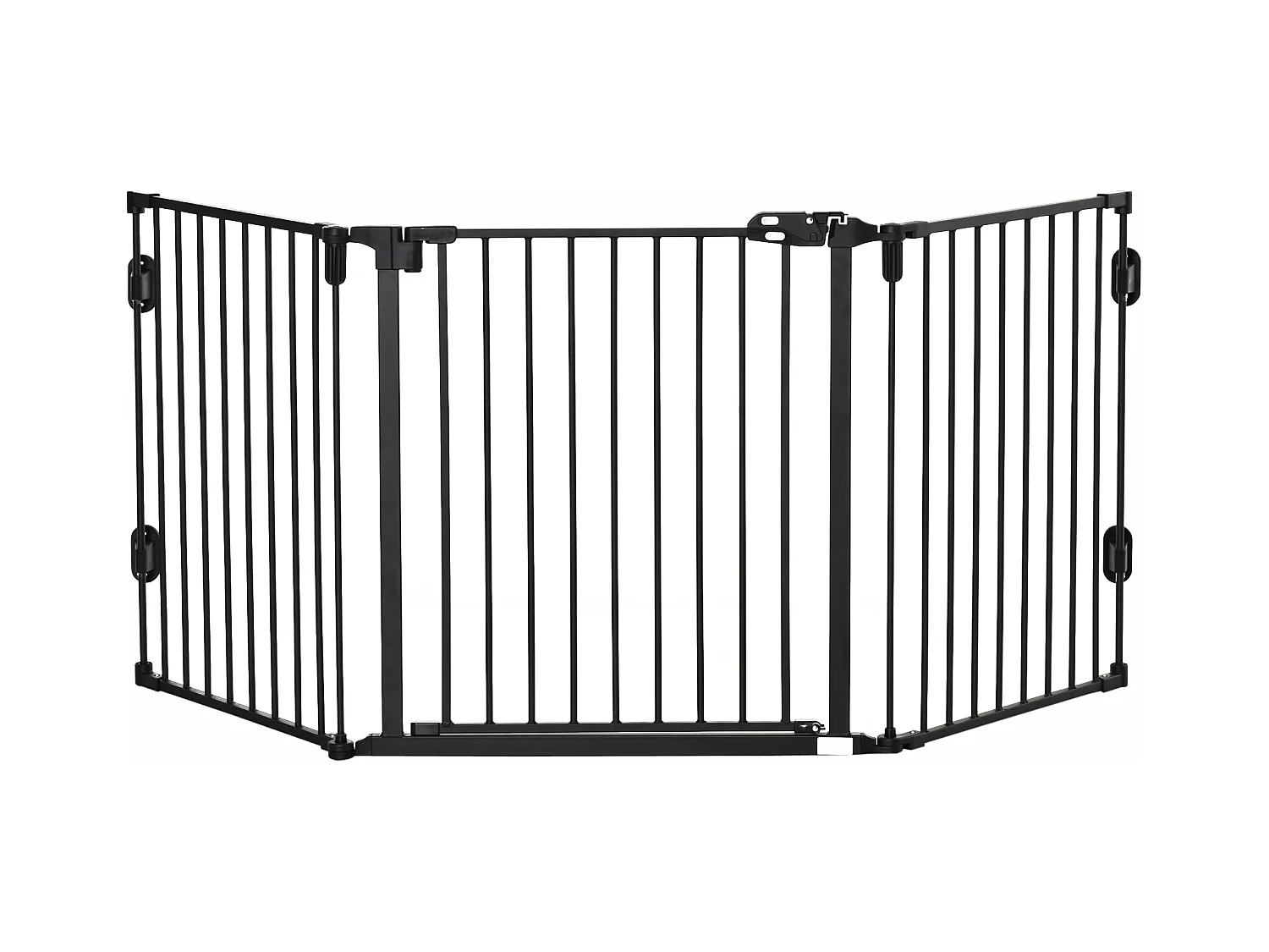 Barrière pour chien à porte automatique, réglable et pliable, 3 panneaux, plastique, noir (202.5x2x76cm)