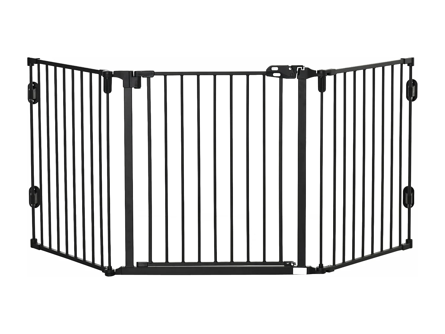 Barrière pour chien à porte automatique, réglable et pliable, 3 panneaux, plastique, noir (202.5x2x76cm)
