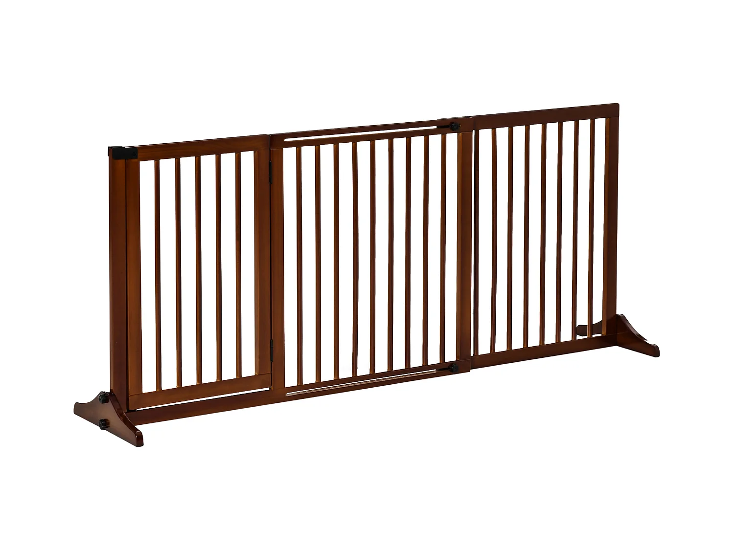 Barrière pour chiens ajustable avec porte, en bois massif, marron (113-166x36x71cm)