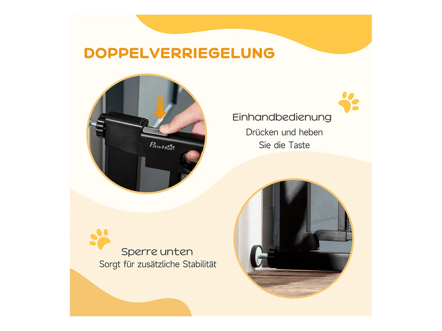 Barrière de sécurité pour porte et escalier, ajustable sans perçage, système auto-fermant, acier, noir (75-103x76x2 cm)