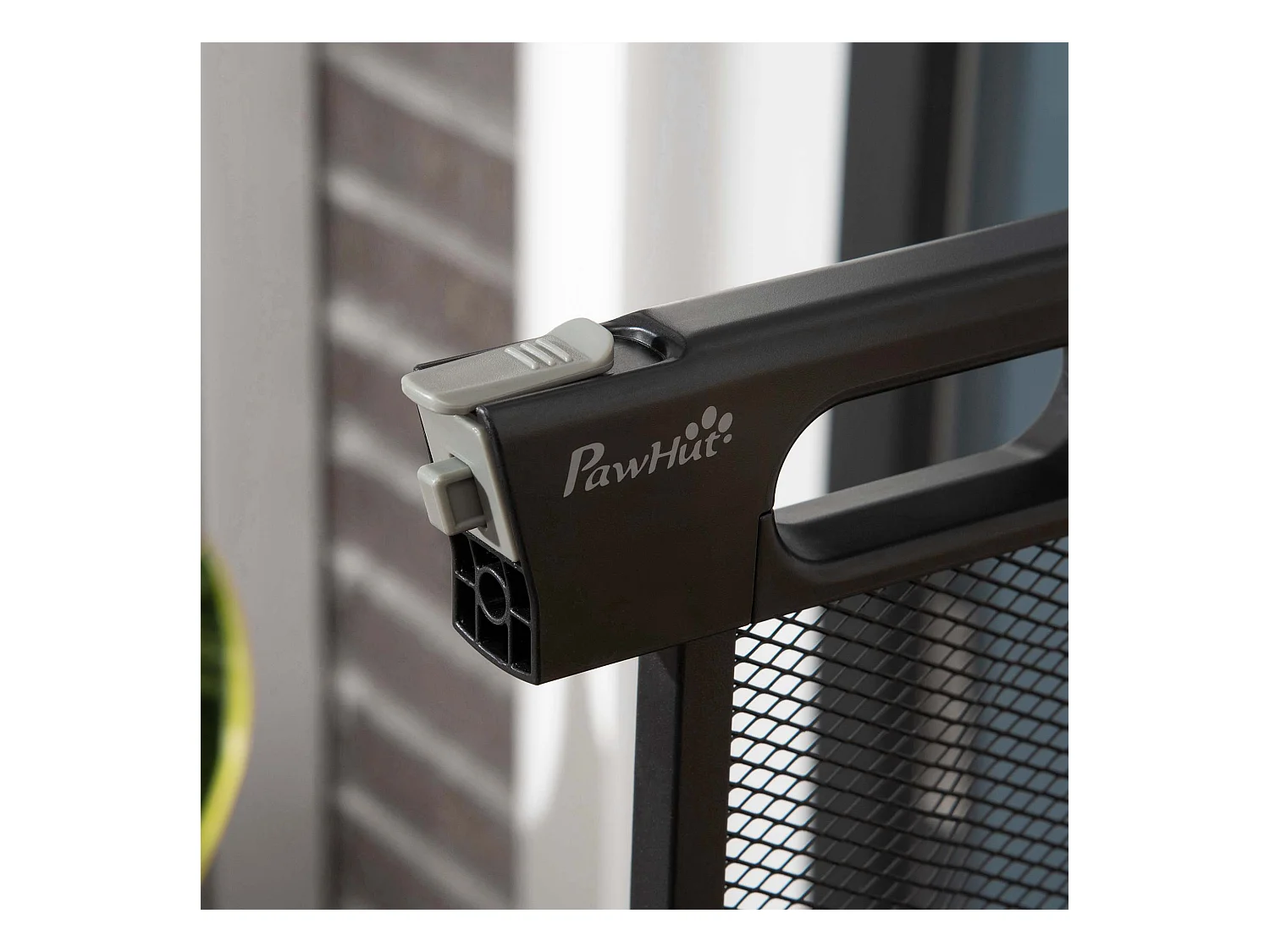 Barrière de sécurité pour porte et escalier, ajustable sans perçage, système auto-fermant, acier, noir (75-103x76x2 cm)