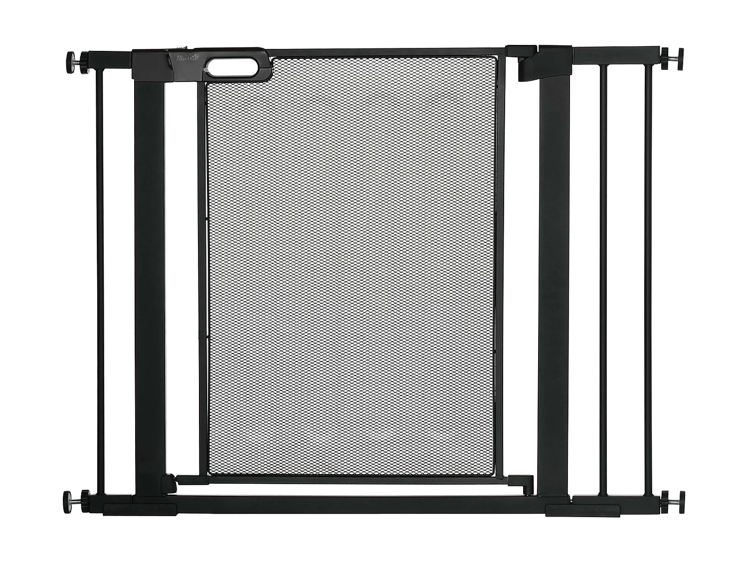 Barrière de sécurité pour porte et escalier, ajustable sans perçage, système auto-fermant, acier, noir (75-103x76x2 cm)