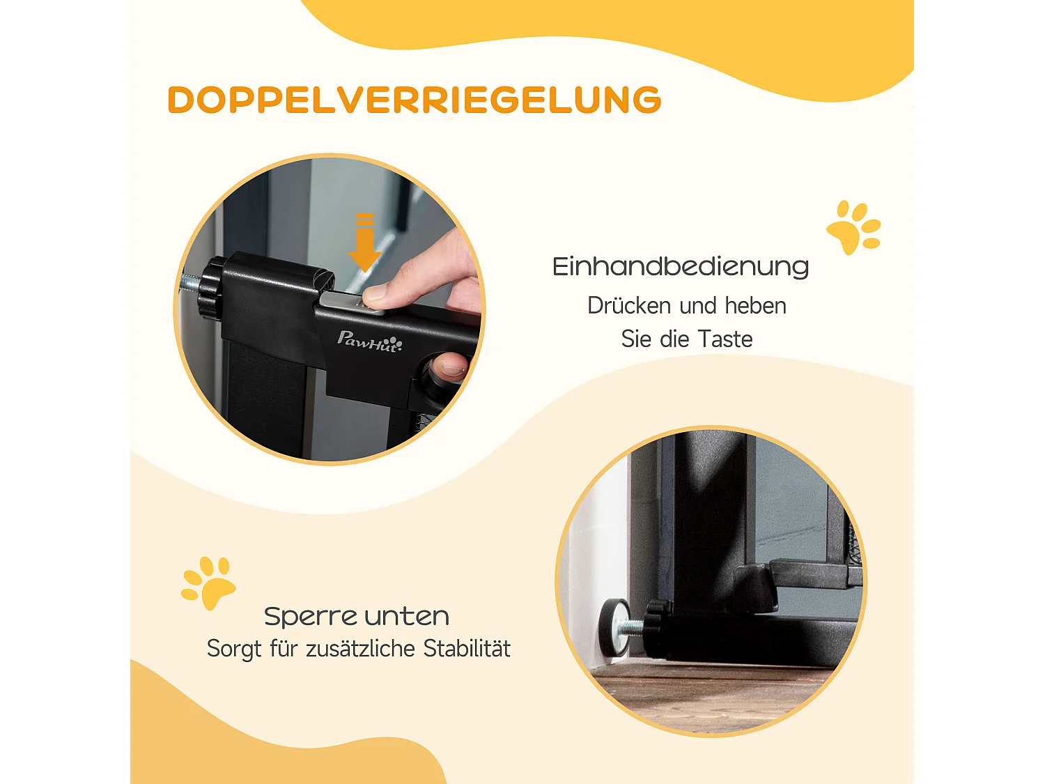 Barrière de sécurité pour porte et escalier, ajustable sans perçage, système auto-fermant, acier, noir (75-103x76x2 cm)