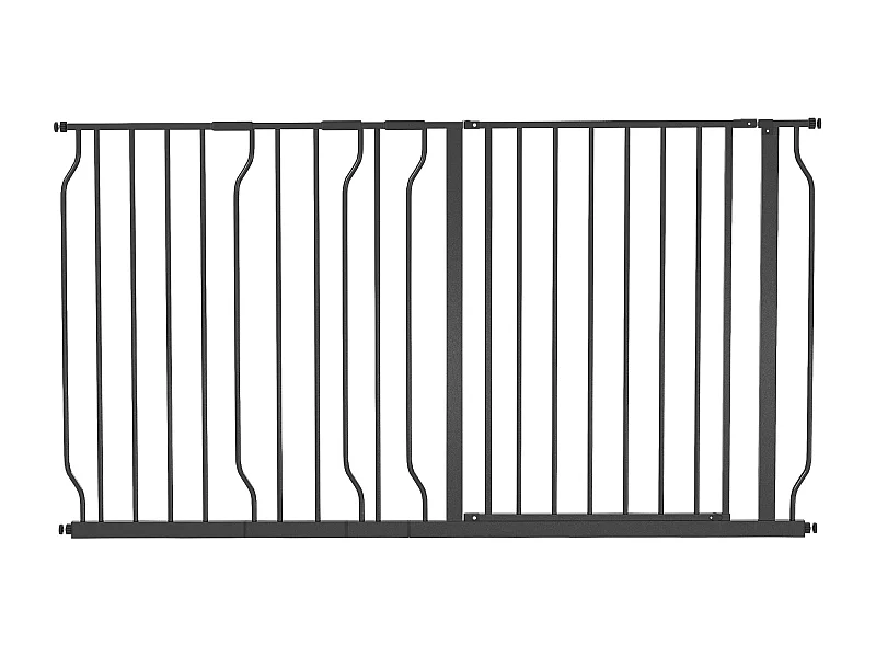 Barrière pour chien réglable, système de verrouillage double, ouverture bidirectionnelle, acier et ABS, noir (75-145x76x3 cm)
