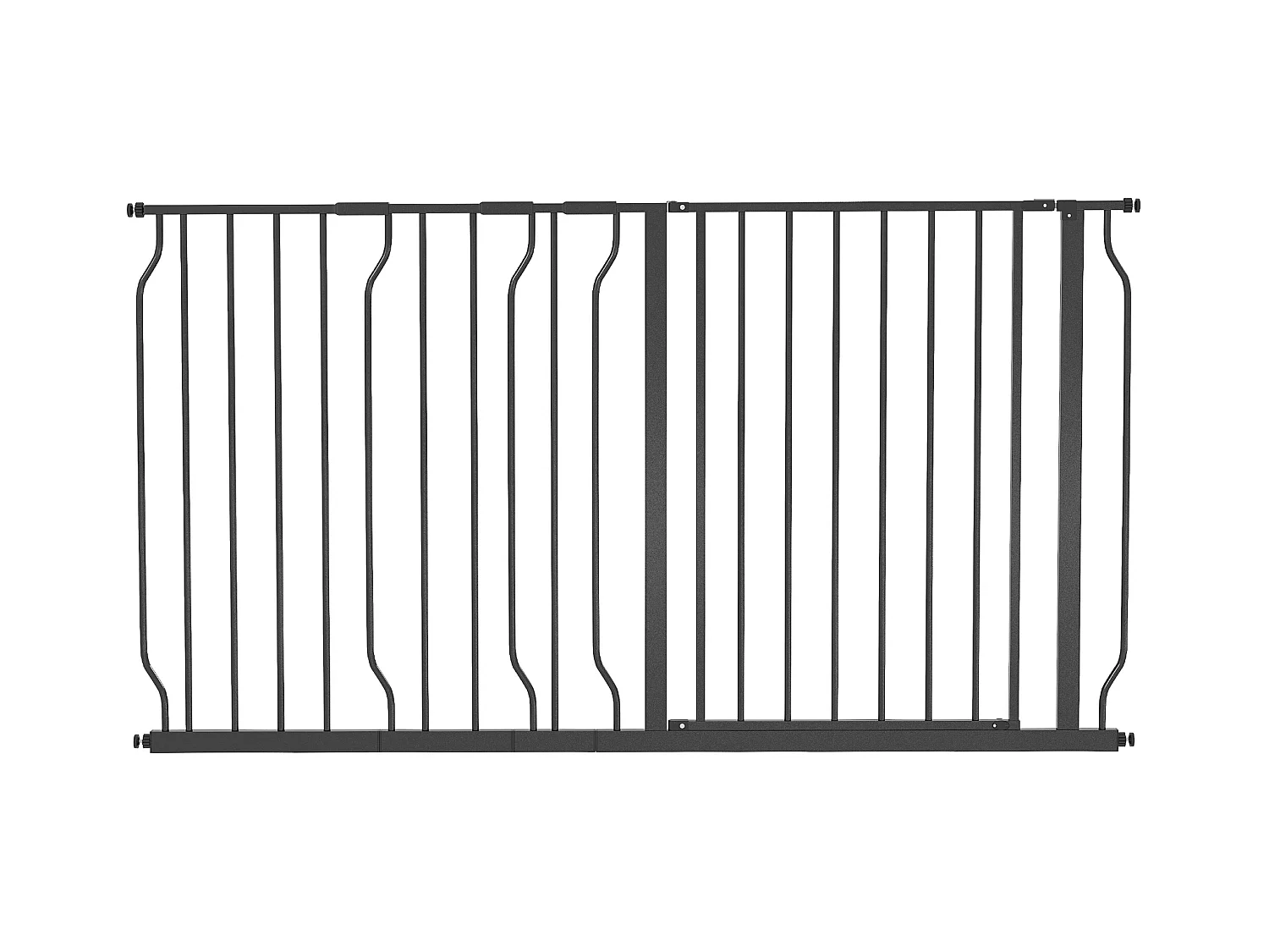 Barrière pour chien réglable, système de verrouillage double, ouverture bidirectionnelle, acier et ABS, noir (75-145x76x3 cm)