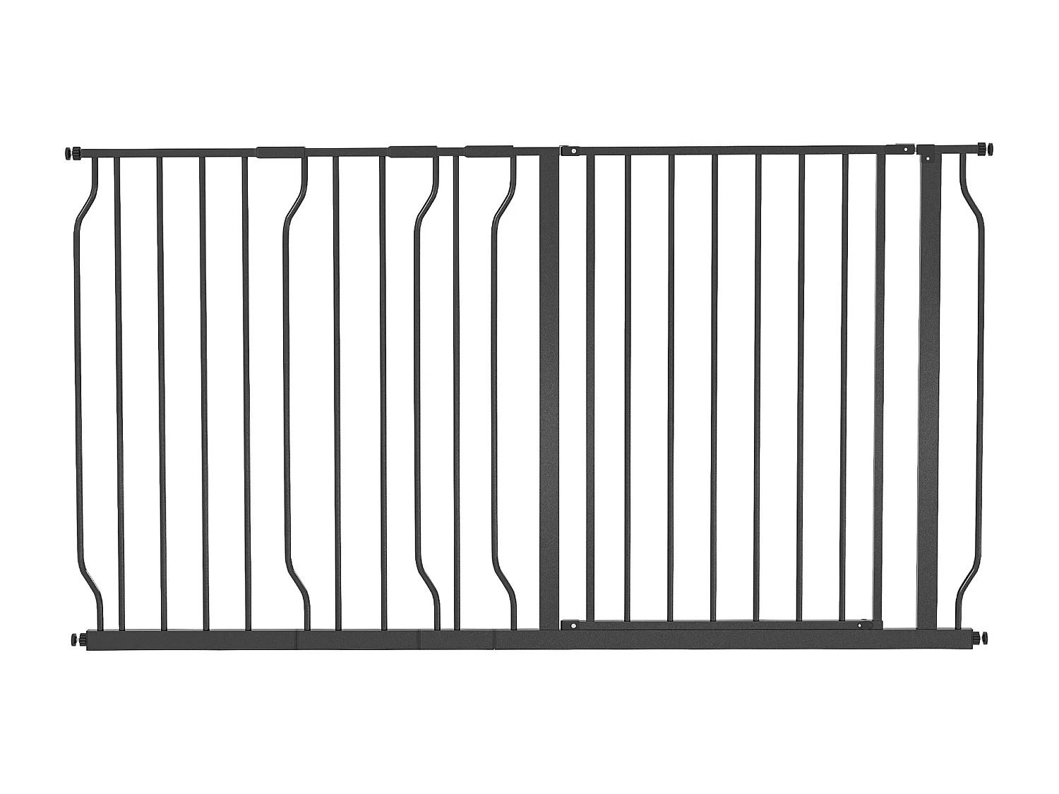 Barrière pour chien réglable, système de verrouillage double, ouverture bidirectionnelle, acier et ABS, noir (75-145x76x3 cm)