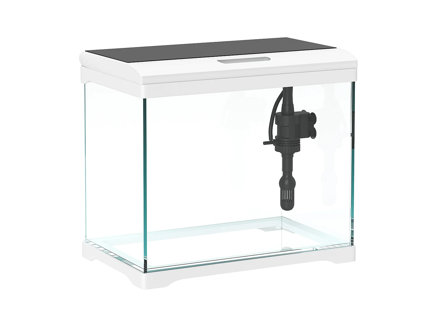 Aquarium tropical avec éclairage LED et système de filtration, verre, blanc (35x21x31cm)