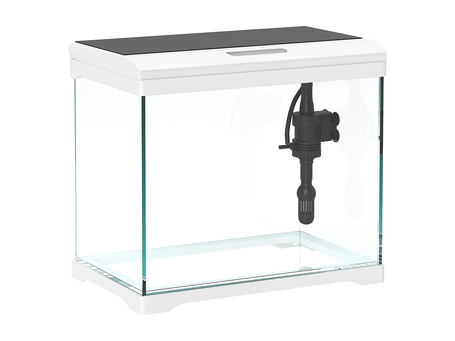 Aquarium tropical avec éclairage LED et système de filtration, verre, blanc (35x21x31cm)