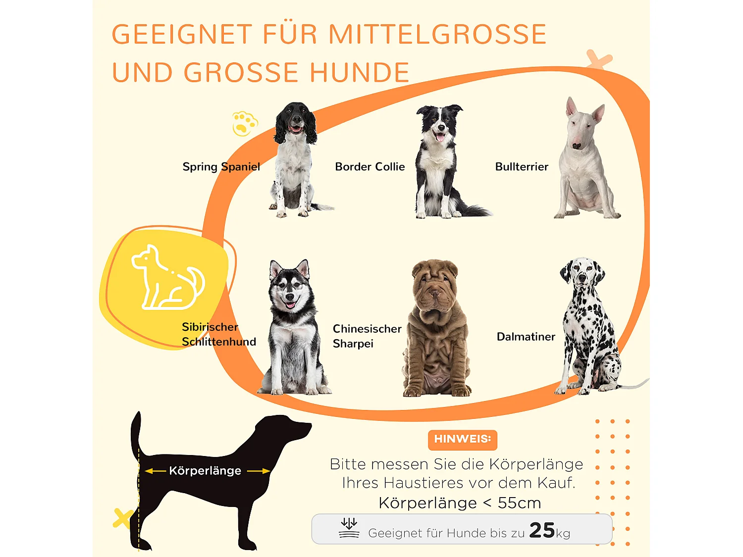 Cage pour chien à double porte avec coussin, structure solide en acier et tissu oxford, gris (90x58x65 cm)