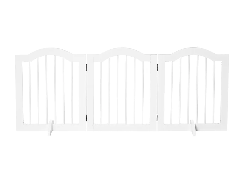Barrière pour chien pliable, 3 panneaux, structure stable, MDF, blanc (154.5x29.5x61 cm)
