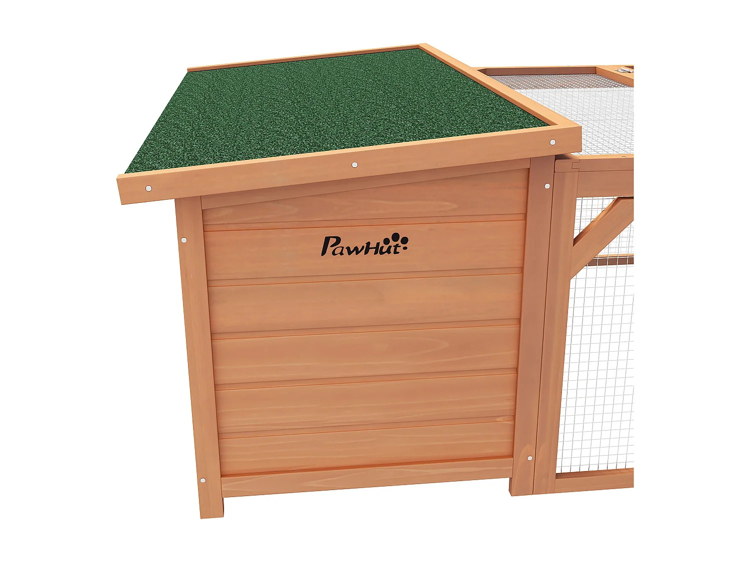 Cabane pour lapins nains avec toit ouvrant en asphalte, résistant aux intempéries, en bois de sapin, orange et vert (125.5x100x49cm)