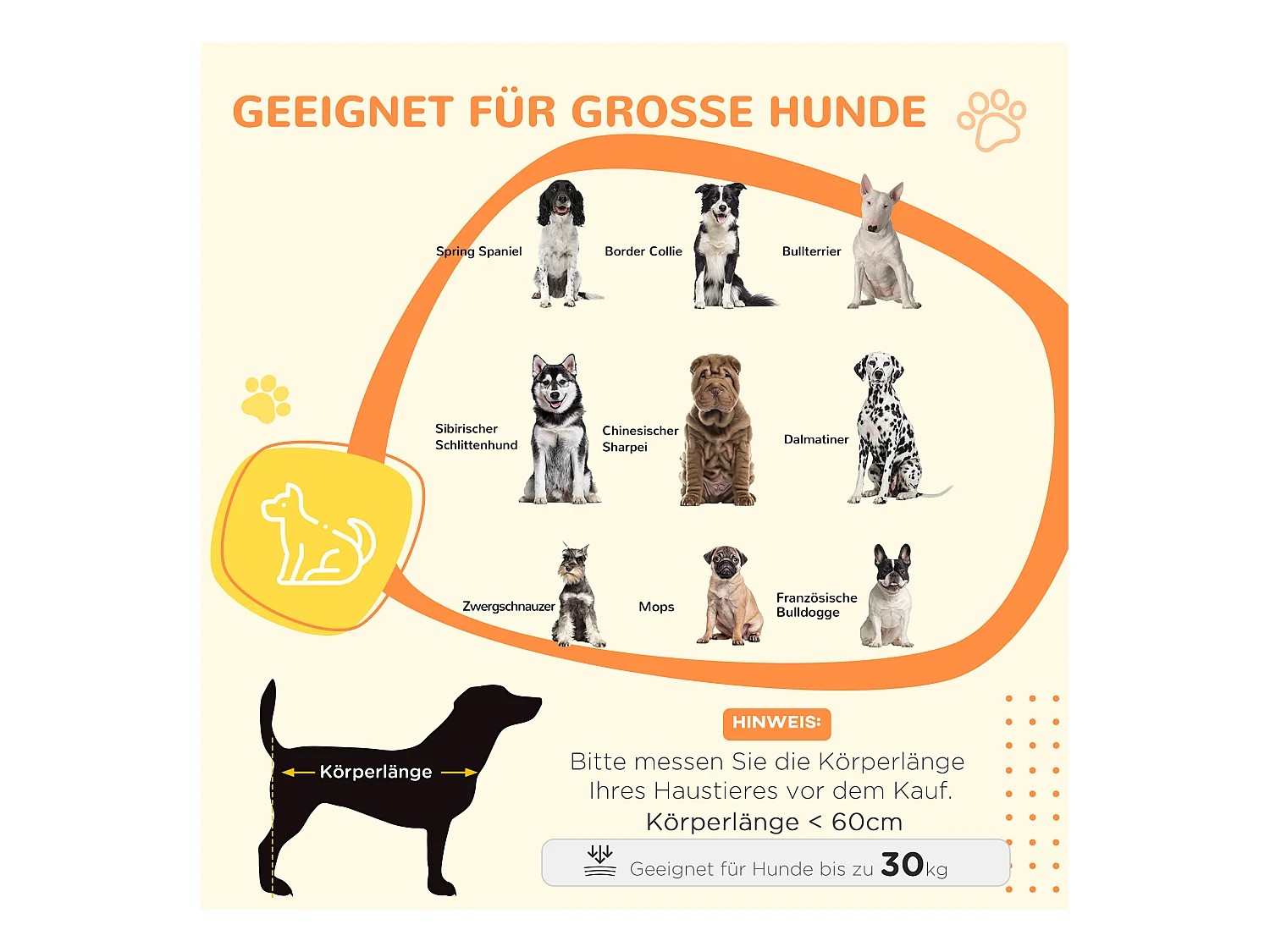 Cage pour chien à 2 portes, design robuste et confortable, contreplaqué, gris, avec coussin lavable et pieds réglables (94x60x71.5cm)