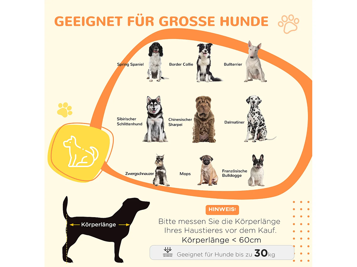 Cage pour chien à 2 portes, design robuste et confortable, contreplaqué, gris, avec coussin lavable et pieds réglables (94x60x71.5cm)