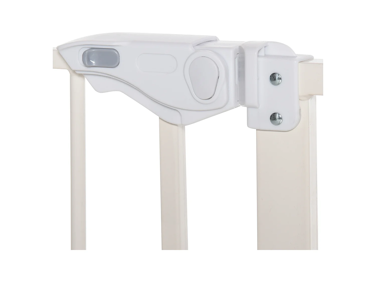 Grille de protection pour porte sans perçage, réglable en largeur, à double verrouillage, métal, blanc (97.5x104.1x3.5 cm)