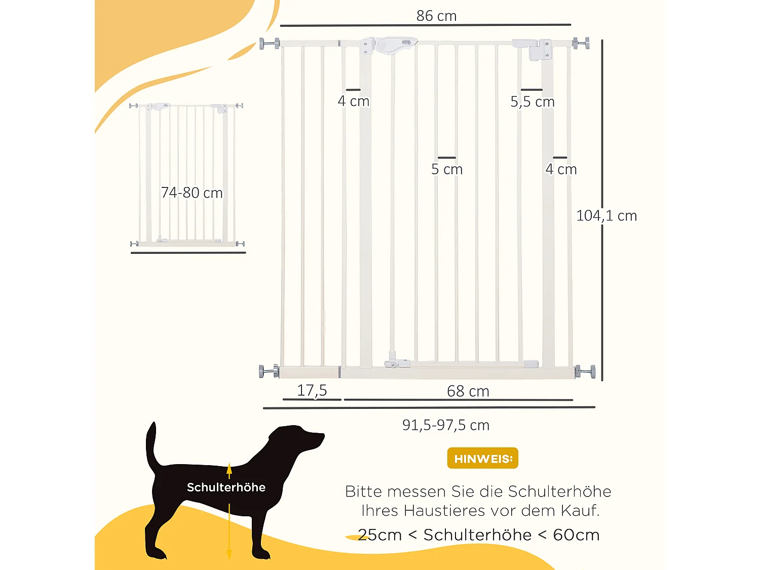 Grille de protection pour porte sans perçage, réglable en largeur, à double verrouillage, métal, blanc (97.5x104.1x3.5 cm)