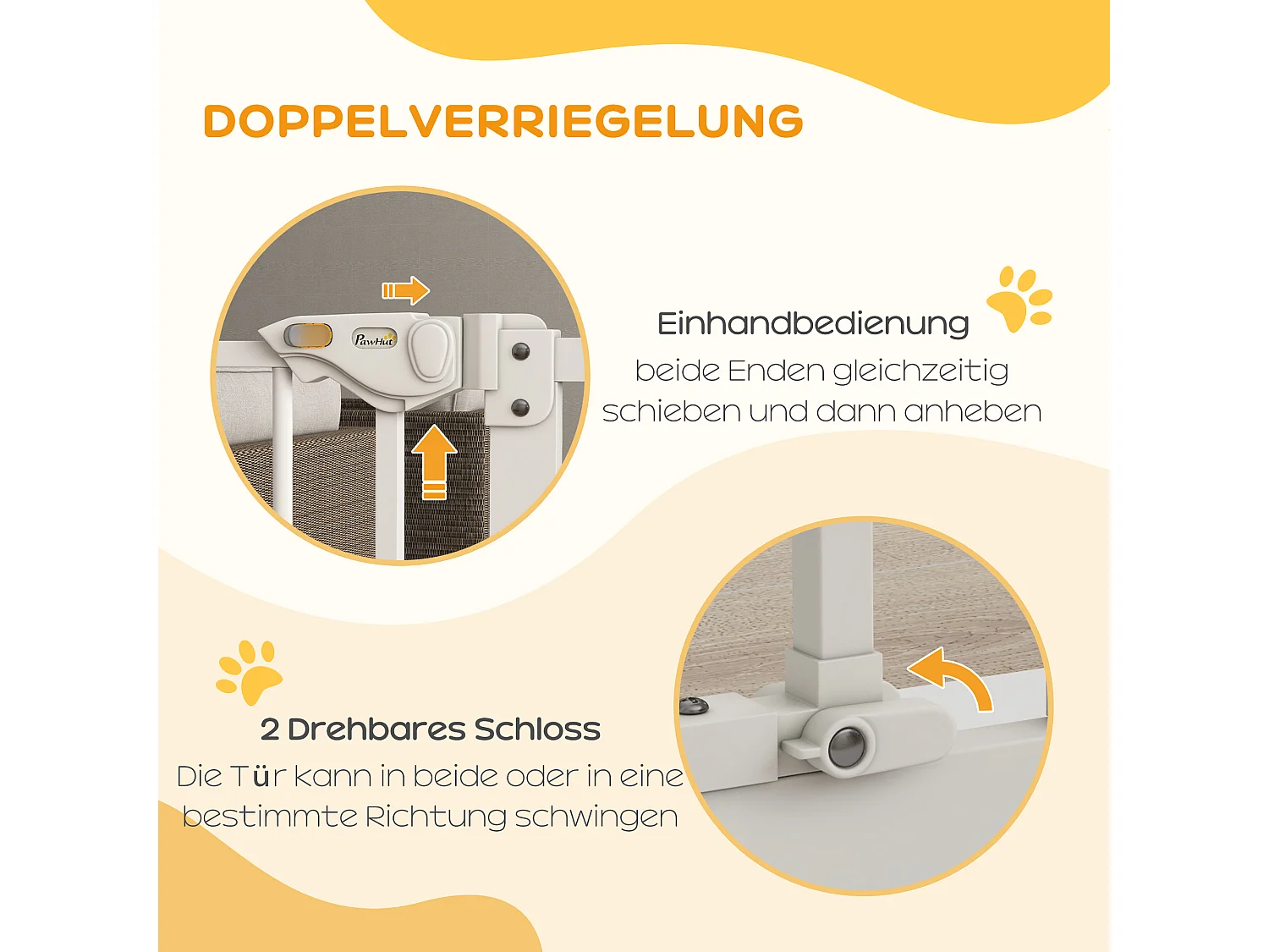 Barrière de sécurité pour chiens et chats, réglable sans perçage, métal et plastique, blanc (74-87x2x77 cm)