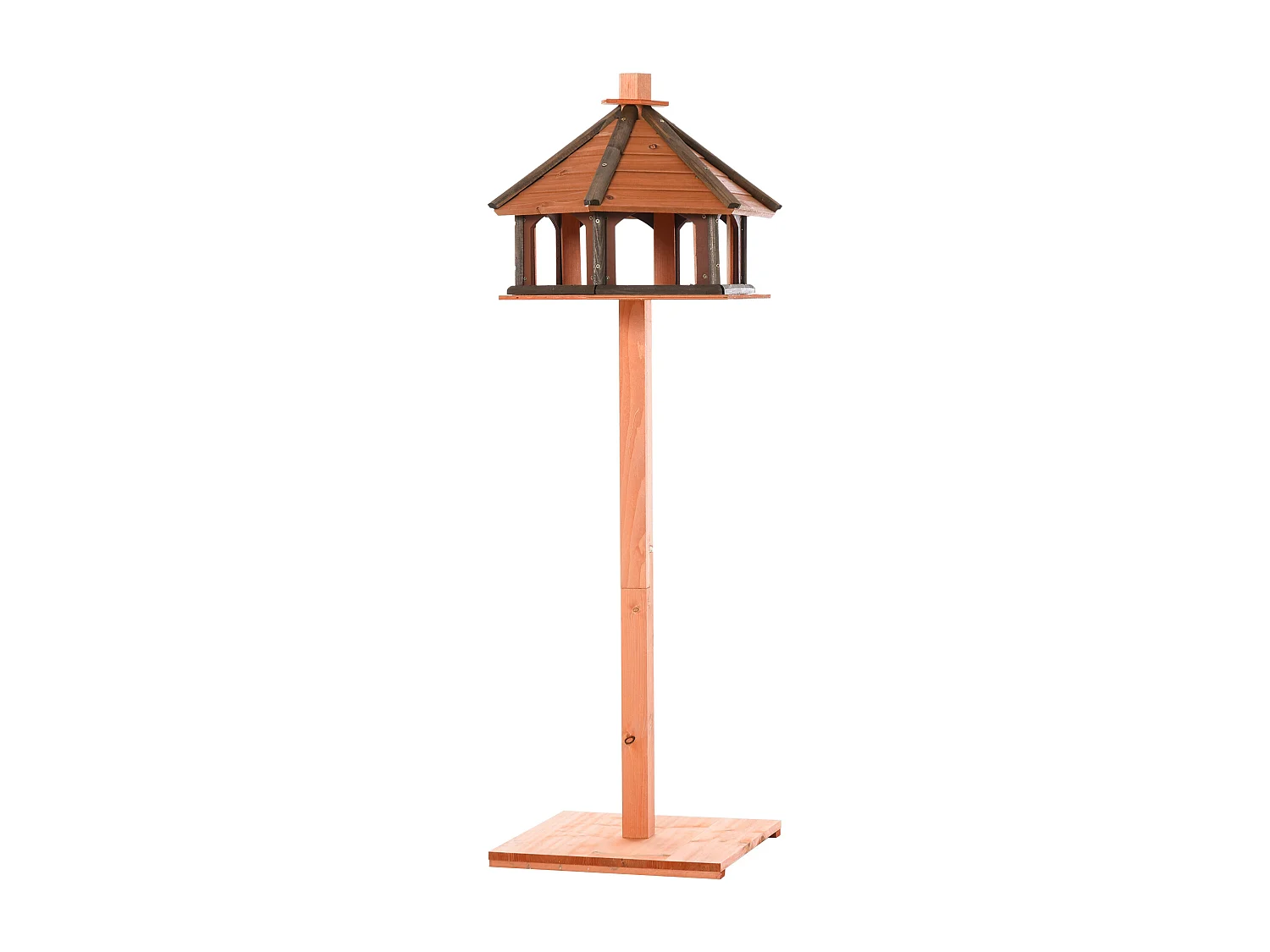 Vogelhuisje met schuin dak, multifunctioneel design, hout, naturel (52x52x130 cm)