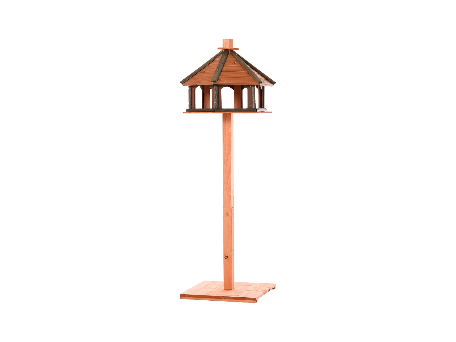 Maison pour oiseaux avec toit en pente, design multifonctionnel, bois, naturel (52x52x130 cm)