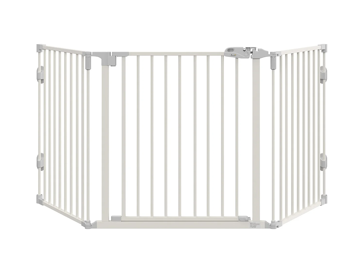 Barrière pour chien réglable et pliable, avec porte automatique, plastique, blanc (202.5x2x76cm)