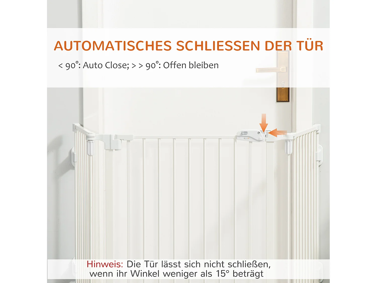 Barrière pour chien réglable et pliable, avec porte automatique, plastique, blanc (202.5x2x76cm)