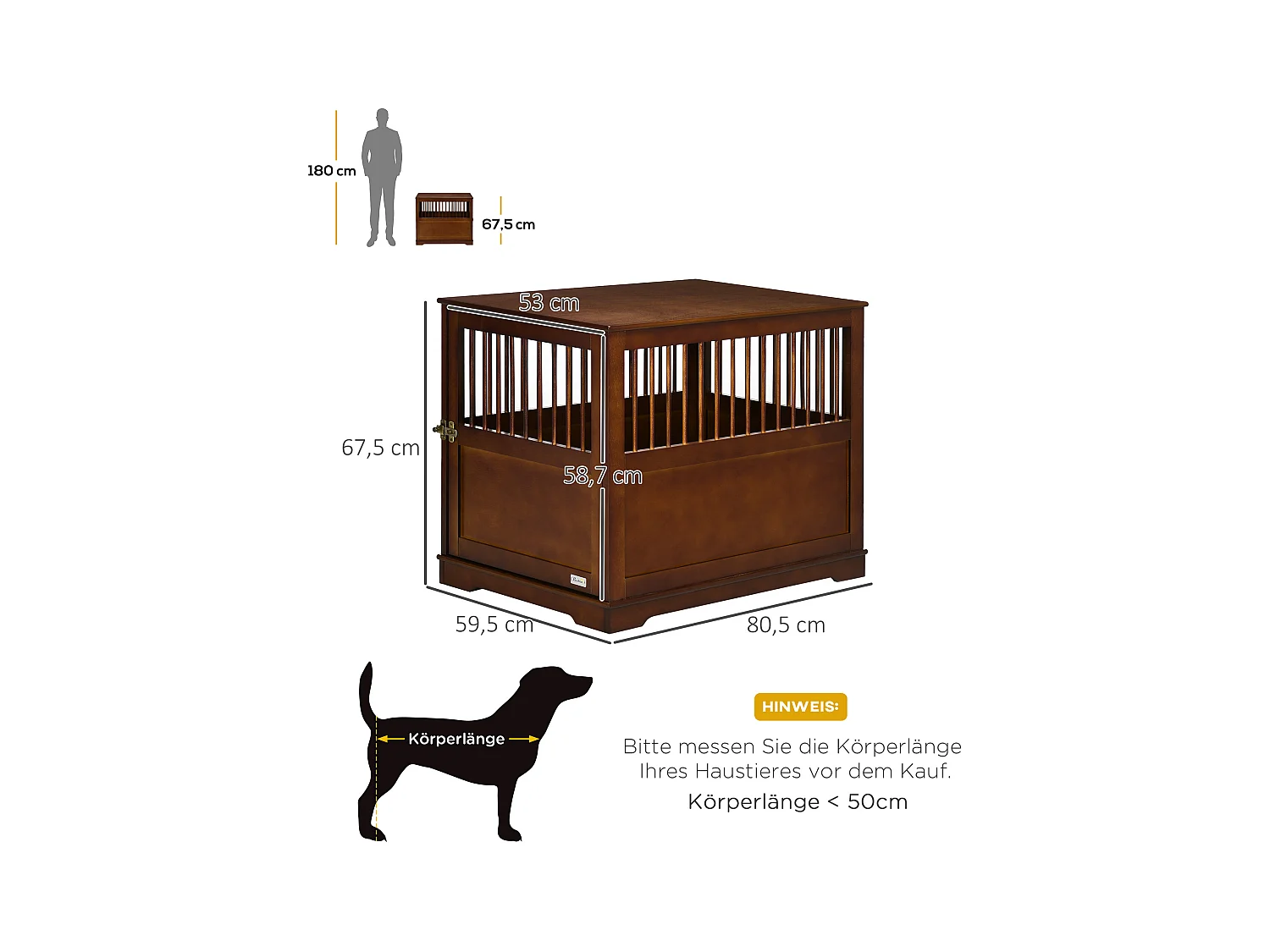 Trasportino per cani con piano d'appoggio, design elegante, legno, marrone (80,5x59,5x67,5cm)