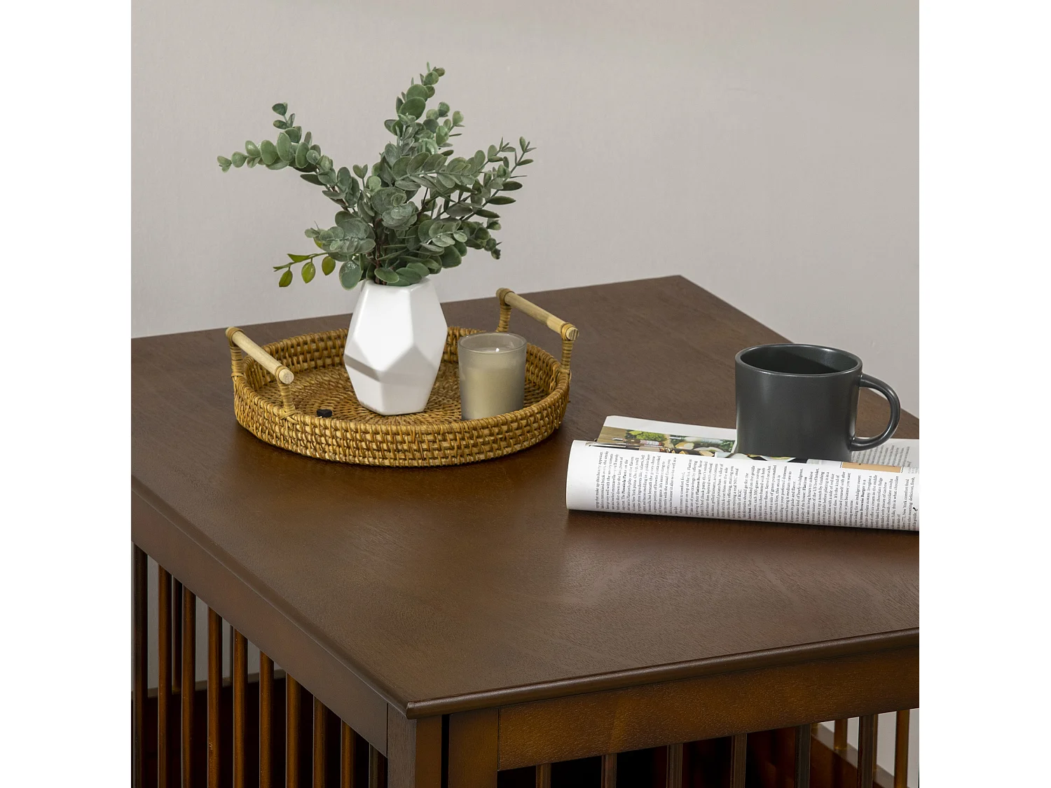 Trasportino per cani con piano d'appoggio, design elegante, legno, marrone (80,5x59,5x67,5cm)