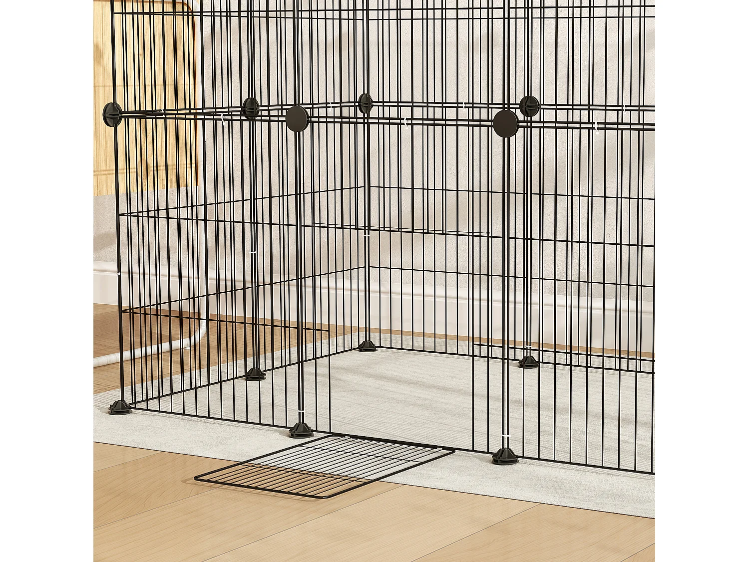 Enclos extérieur pour lapins et petits animaux, acier, noir avec porte (120x60x80 cm)